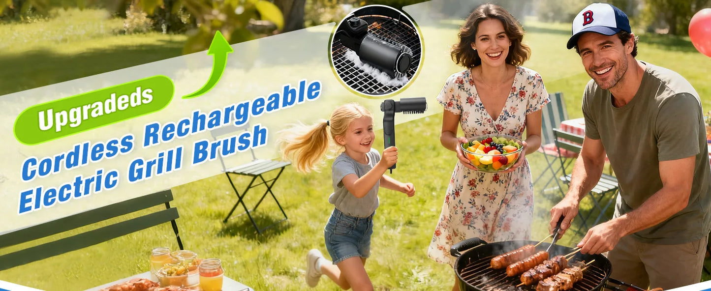 Brosse de nettoyage de barbecue rotative électrique sans fil en acier inoxydable, contrôle de puissance à 3 vitesses pour accessoires de barbecue d'extérieur