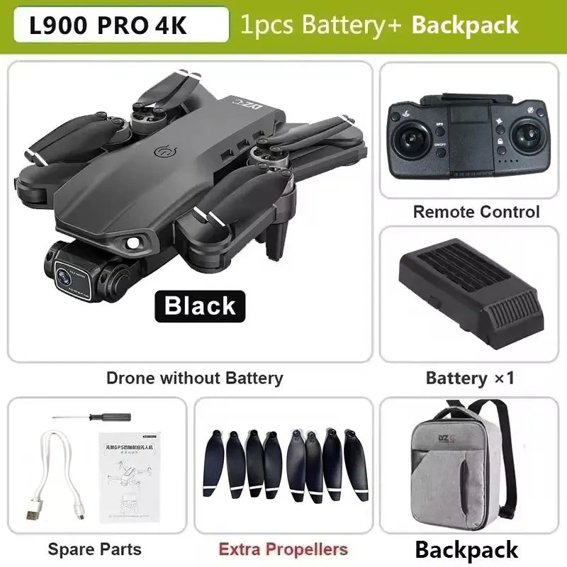 Drone GPS L900 Pro SE MAX 4K, doble cámara HD profesional 5G WIFI 360° Motor sin escobillas para evitar obstáculos Rc FPV Quadcopter Dron