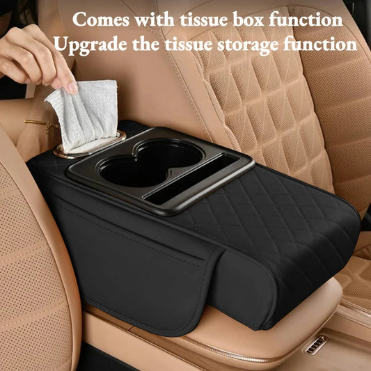 Cojín reposabrazos de consola central automática, con 2 portavasos, cojín elevador de reposabrazos, funda de almohada para todas las estaciones
