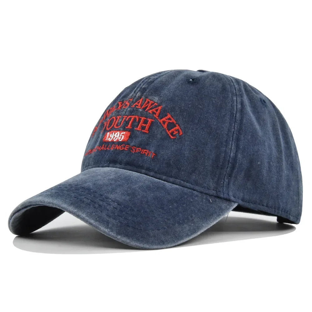 Men Women Embroidered Letter Baseball Cap Vintage Fashion Solid Adjustable Outdoor Sports Snapback Hat Distressed Gorras
