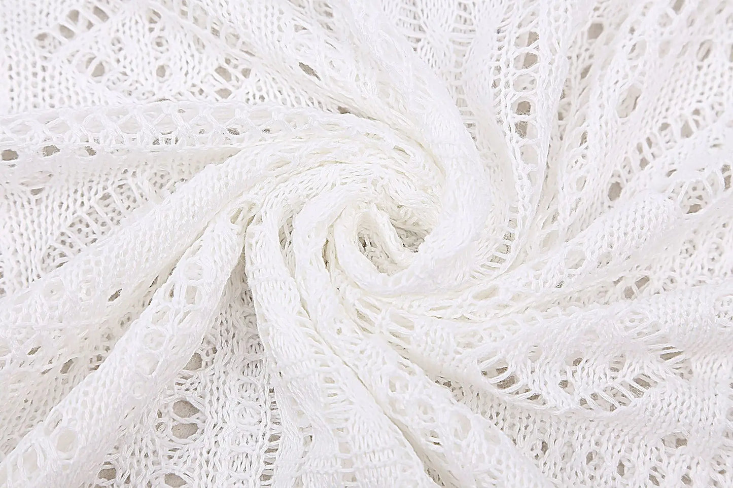Robe tunique longue crochet blanc tricoté — plage, paréo, bikini, cache-maillot, 2025