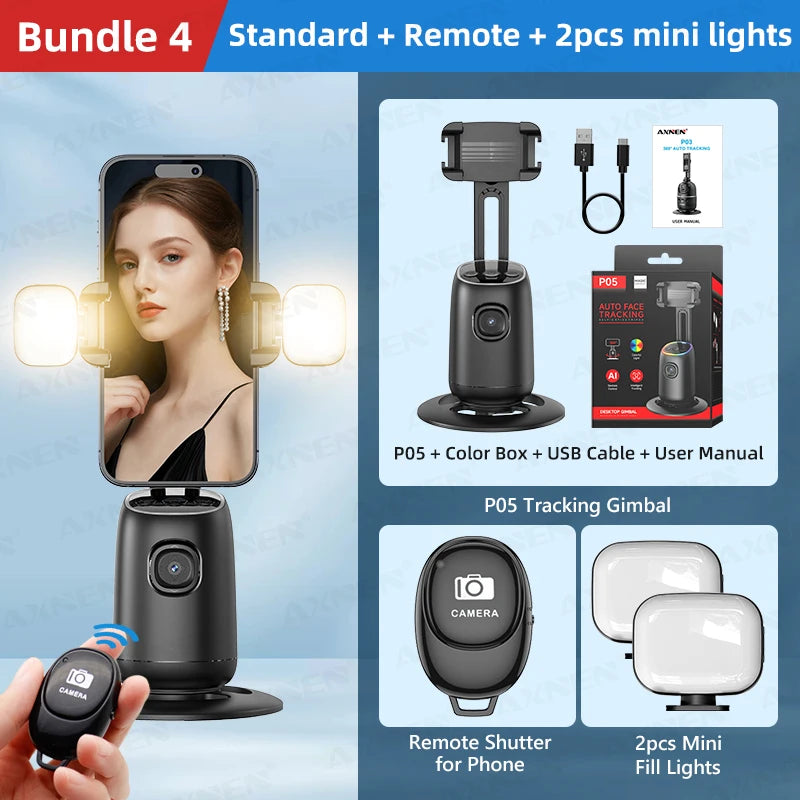 P05 — Stabilisateur Smartphone Suivi IA 360° Support Table Live & Vidéo