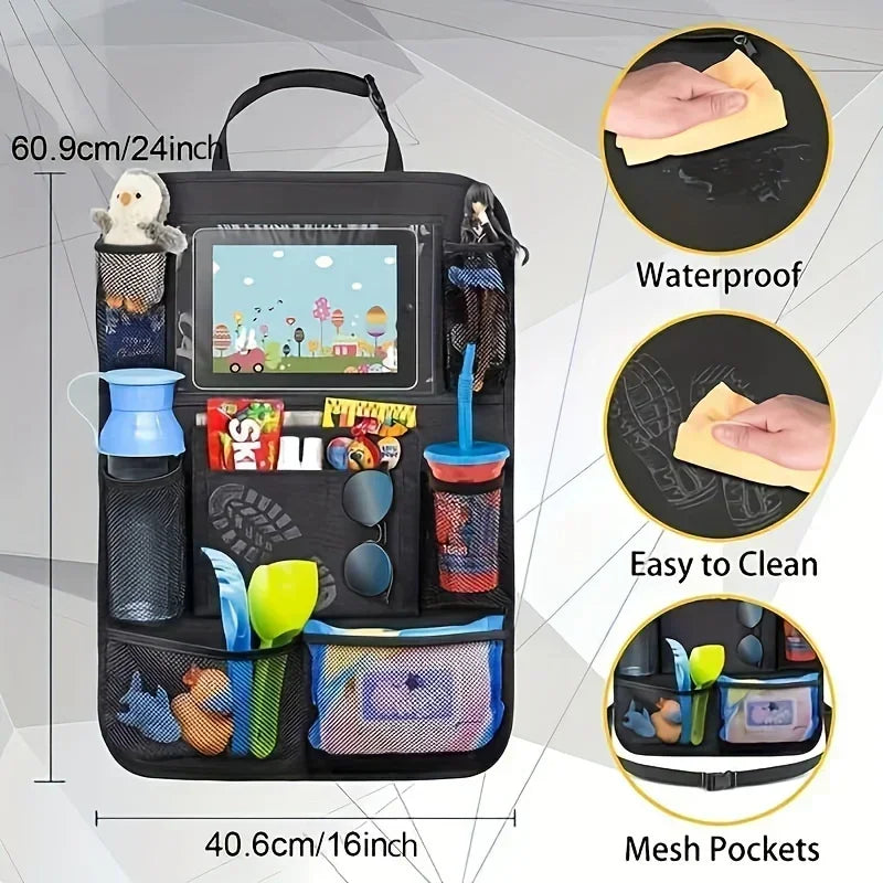 Organisateur de siège de voiture multi-poches, matériau imperméable et Durable, parfait pour les voyages sur route et l'utilisation quotidienne, excellent cadeau pour les vacances, 1 pièce