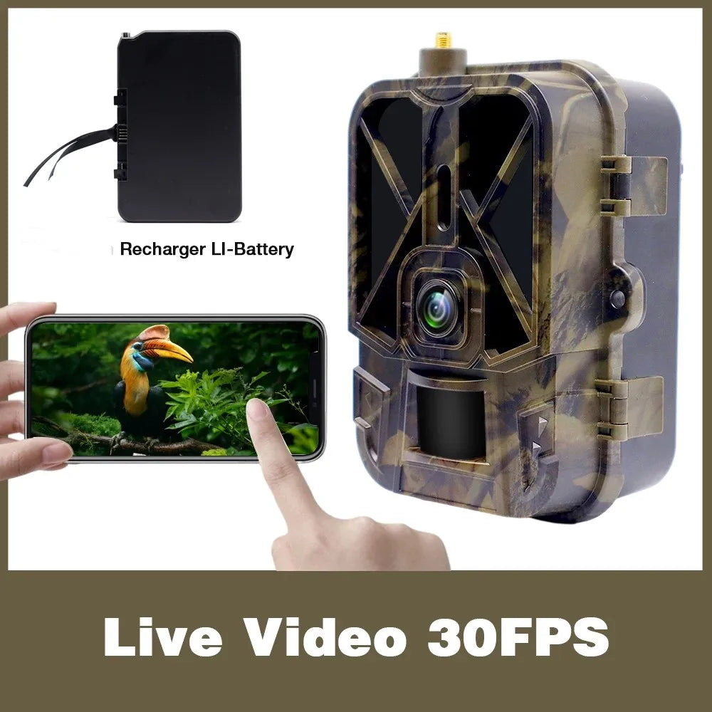 Caméra de surveillance 4K en direct 4G 30MP avec service cloud APP, caméras de chasse, batterie Li-ion 8000 mAh, vision nocturne, pièges photo HC940PROLI