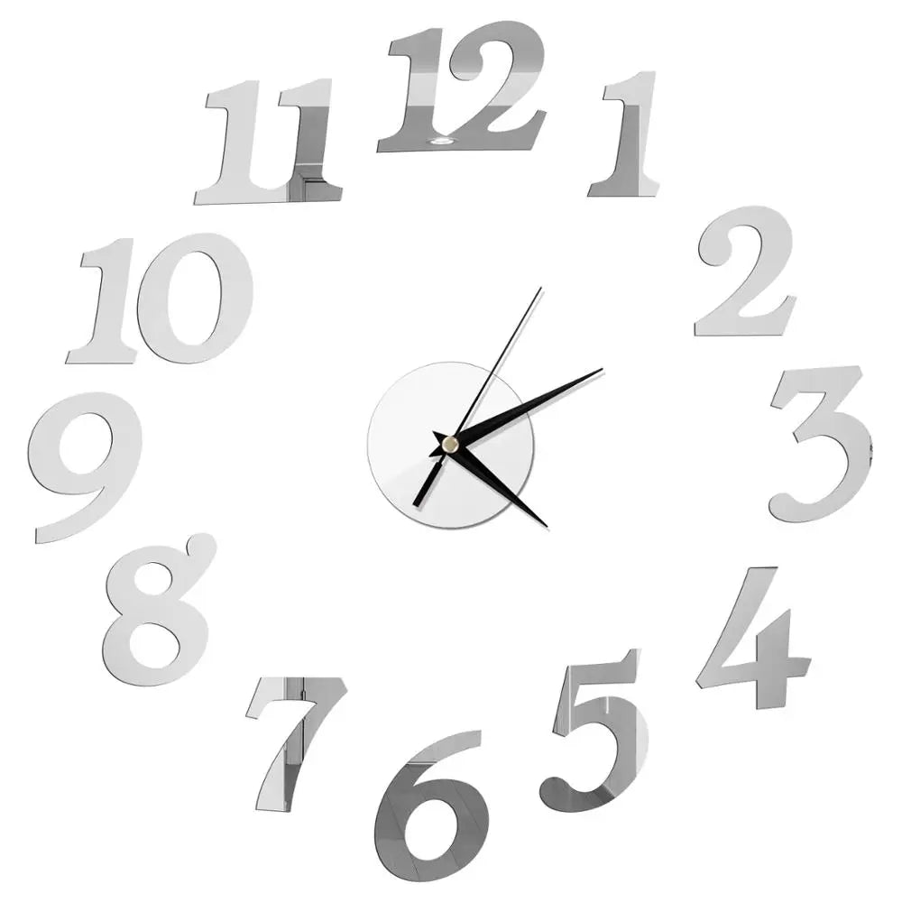 Creative Frameless Wall Clock, Silent Wall Sticker for Home, Acrylic Mirror Sticker, Wall Decor for Living Room and Office, DIY