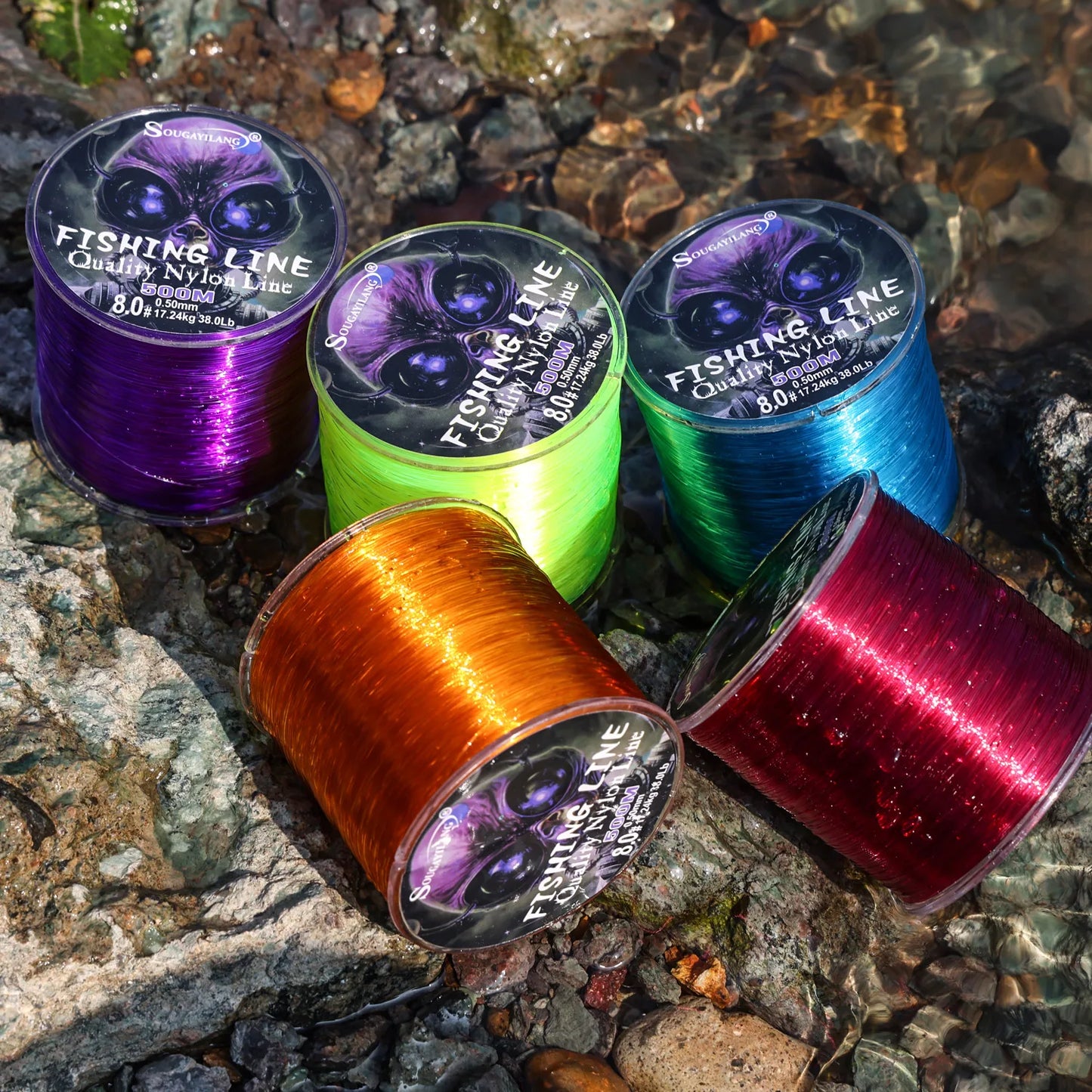 Sougayilang ligne de pêche en Nylon ligne de pêche forte à la traction et résistante à l'usure capacité de 500m ligne de pêche en eau douce et salée