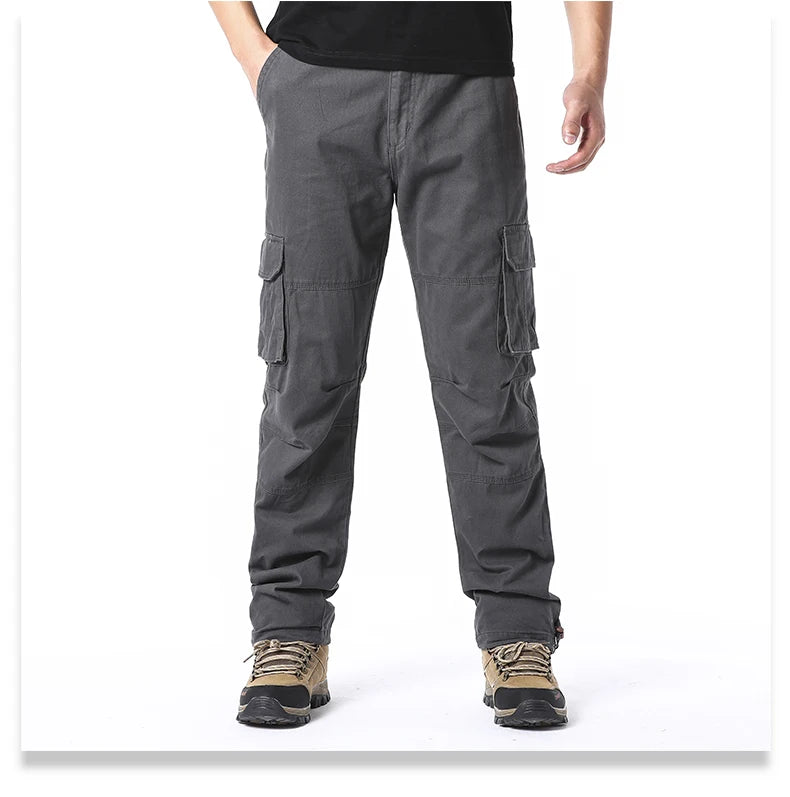 Salopette ample à grande poche pour hommes, pantalon tactique de Jogging pour Sports de plein air, taille élastique, pantalon de travail décontracté en pur coton