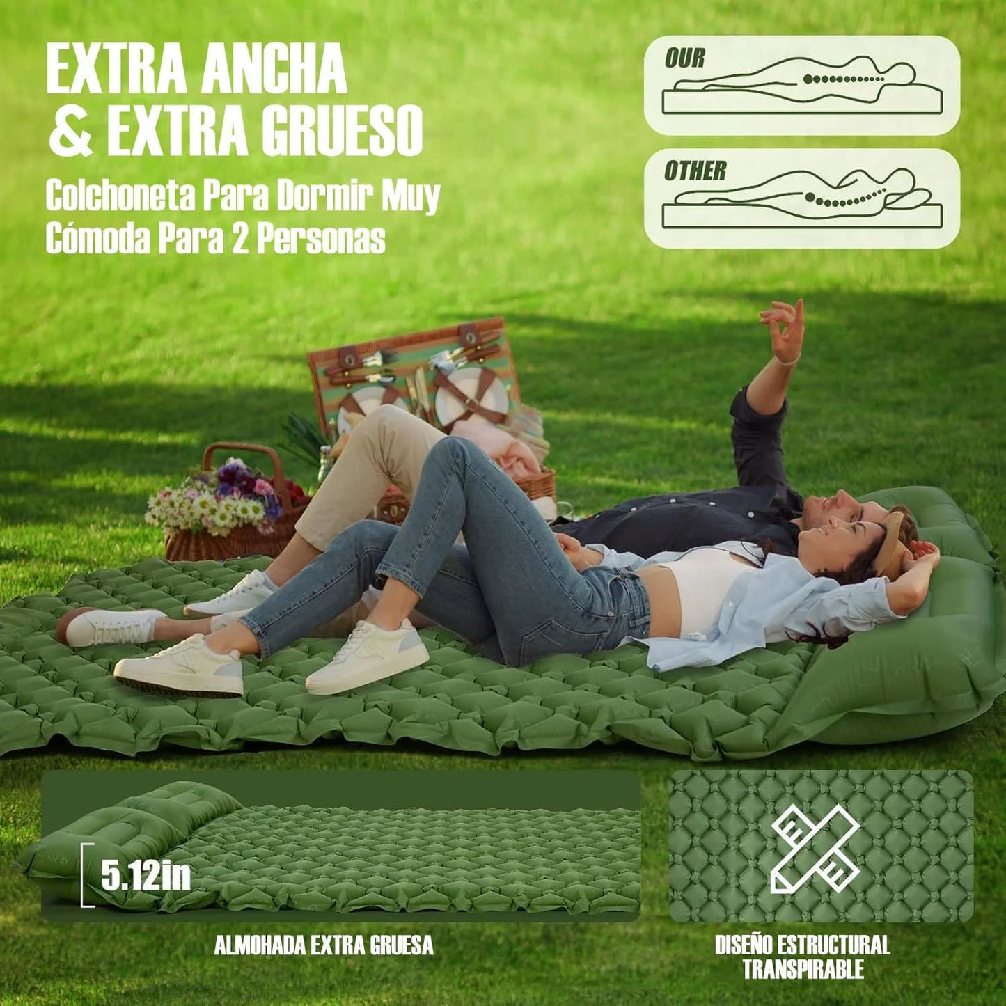 Matelas gonflable Double de Camping en plein air, coussin de couchage Extra large, lit pliant ultraléger, tapis de couchage pour voiture, tapis de voyage