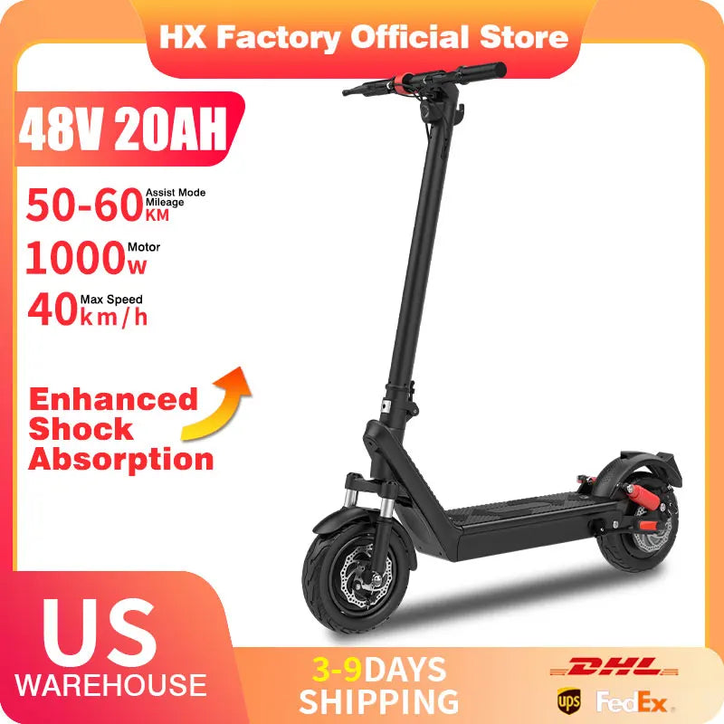 HX X9B Electric Scooter 1000W 20AH 40 KM/H Electric Scooters Damping E-Scooter Adults Folding Escooter City Escooter