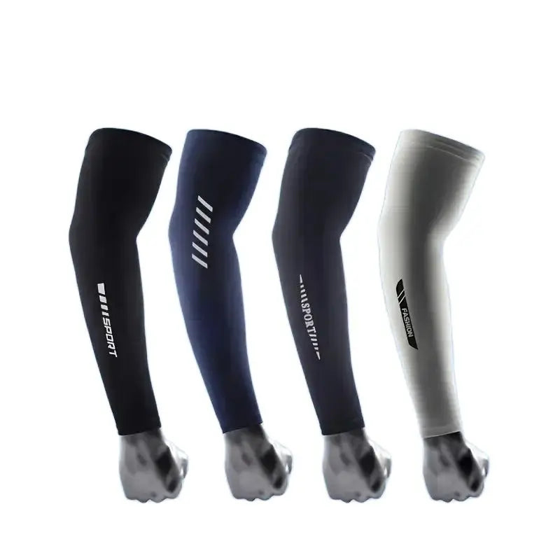 1 paire de manchons de sport légers et respirants pour hommes, tissu en soie glacée absorbant la sueur pour le cyclisme, la pêche, la course à pied et la randonnée