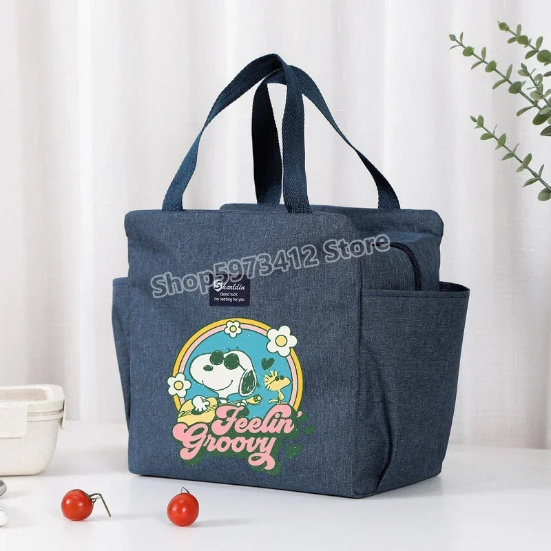 Bolsa isotérmica portátil para el almuerzo y bebidas de Snoopy, bolsa isotérmica para alimentos, caja térmica, bolsa de picnic, bolsas de transporte, bonito regalo para niños