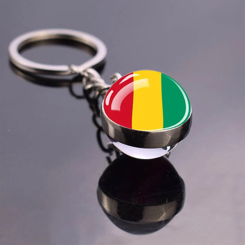 Porte-clés drapeau africain, algérie, somalie, tunisie, maroc, egypte, drapeau National, pendentif boule de verre Double face, cadeau