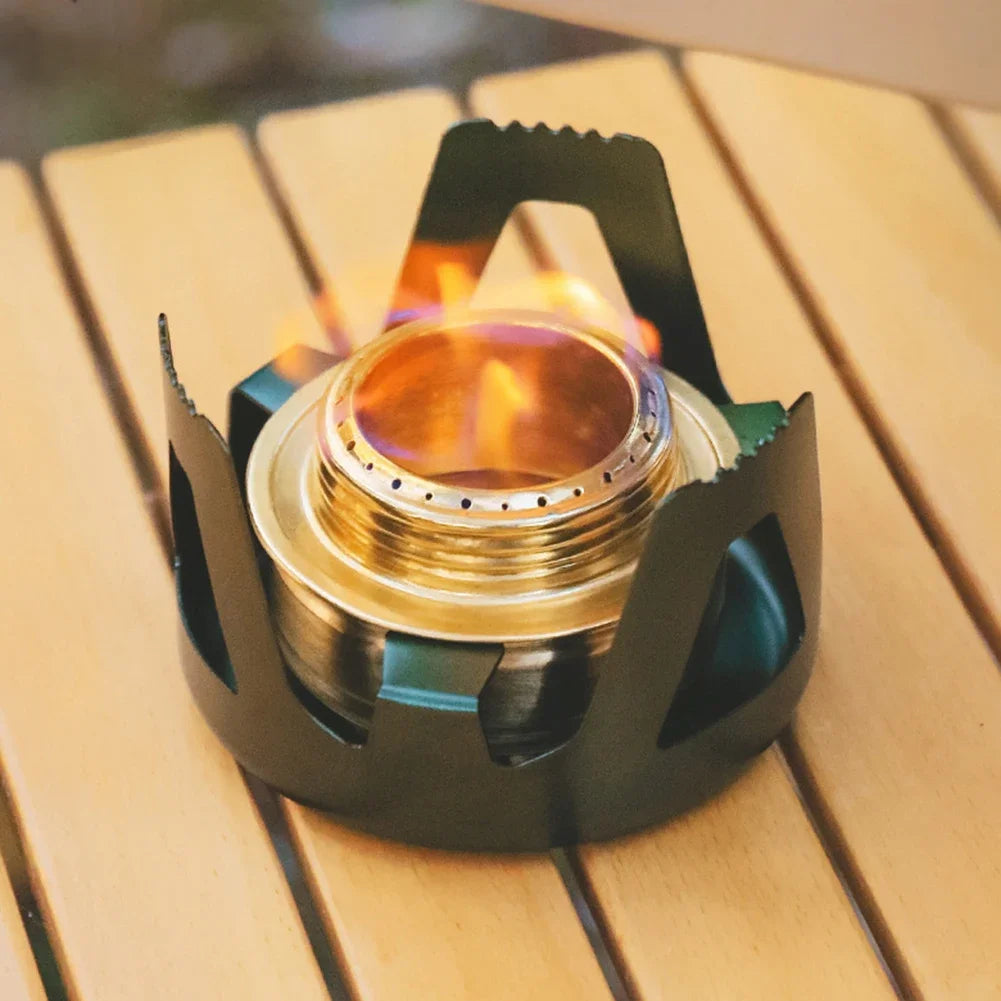 Mini poêle à alcool Portable, brûleur à puissance de feu réglable, poêle à essence, support en alliage d'aluminium, poêles de Camping en laiton ultralégers