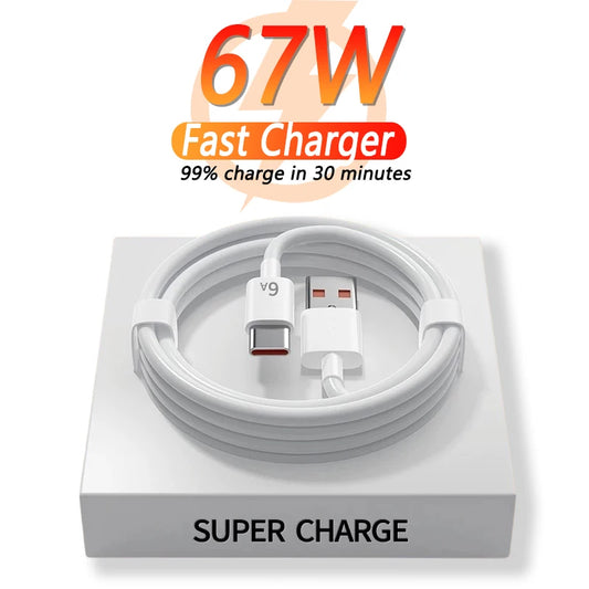 Cargador USB Superrápido de 67W para Xiaomi, Adaptador de Corriente Mi 12 11, Cable Tipo C de 6A, POCO X5 X4 Pro Note 9 10 11