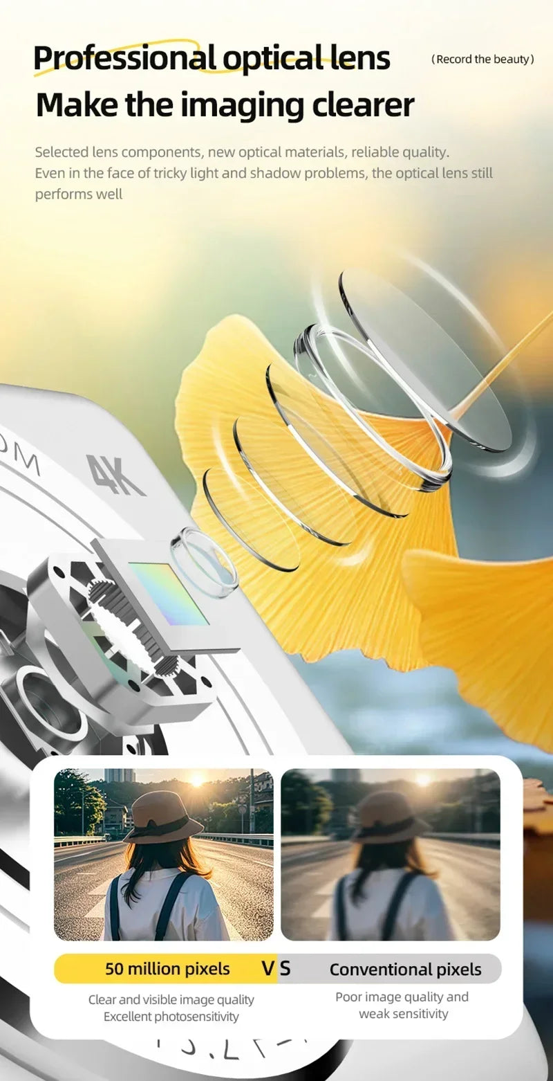 Cámara digital Xiaomi 4K Retro CCD portátil de nivel de entrada con doble cámara Flash de 50 millones de píxeles y enfoque automático