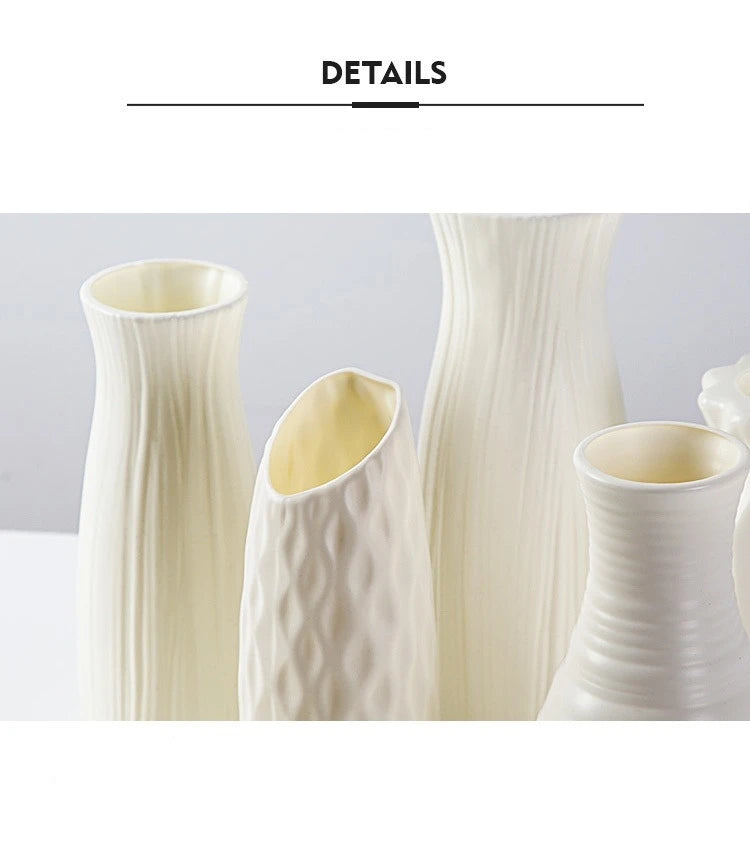 Vase nordique en plastique – Petit pot de fleurs décoratif pour salon, style moderne