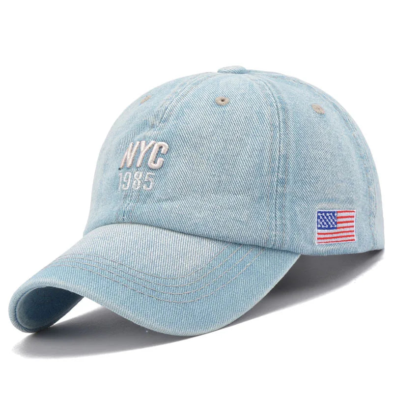 Casquette de baseball en denim pour hommes et femmes — lettres brodées, sport été, hip hop, unisexe, 2024