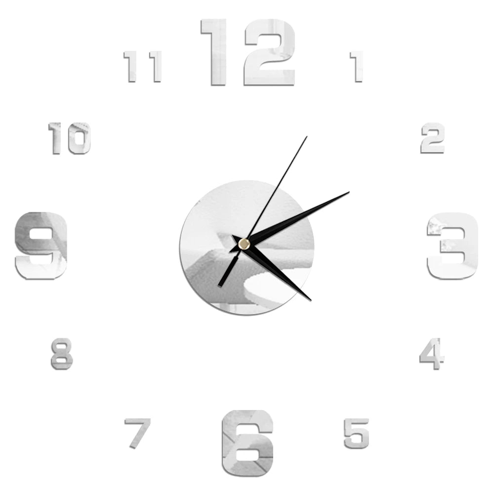 Creative Frameless Wall Clock, Silent Wall Sticker for Home, Acrylic Mirror Sticker, Wall Decor for Living Room and Office, DIY
