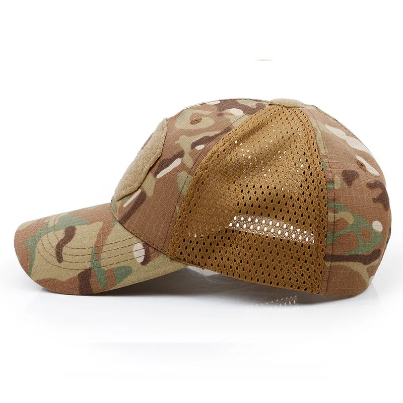 Men's and Women's Mesh Baseball Cap, Camouflage, Skull, Adjustable, Airsoft, Tactical Outdoor Hiking, New Summer Collection 2024