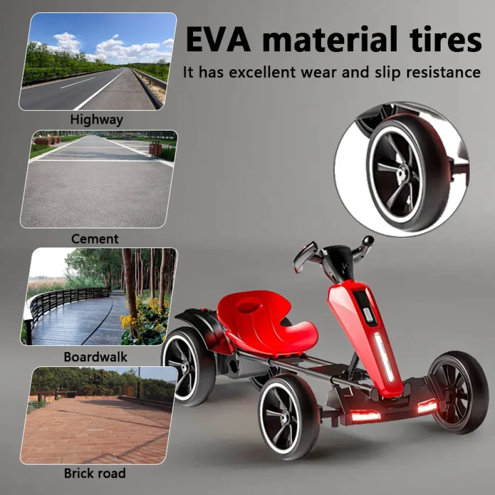 Go Kart Électrique À Pédale Enfants 12V — Dossier Siège Réglable 4 Roues Extérieur