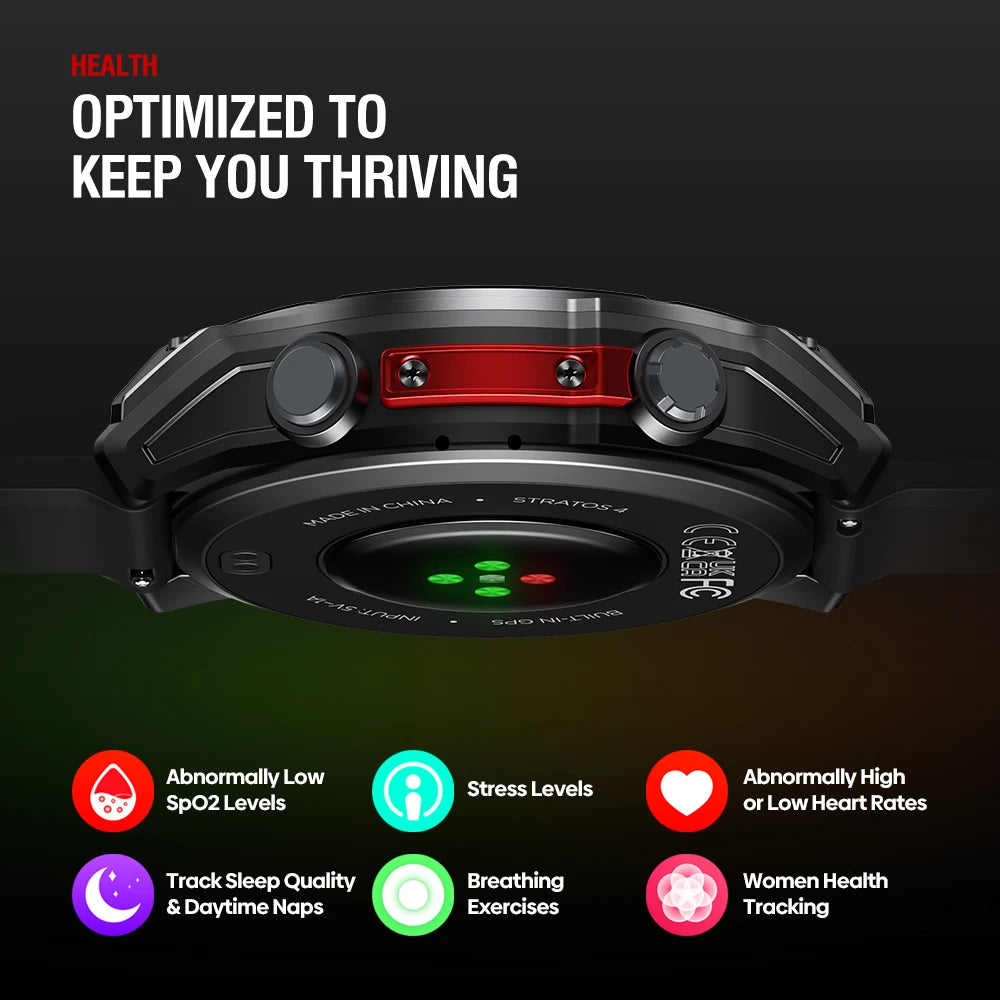 Nuevo 2025 Zeblaze Stratos 4 GPS Smartwatch 1.43 "AMOLED Pantalla Brújula Altímetro Barométrico Linterna Llamada de voz Reloj inteligente