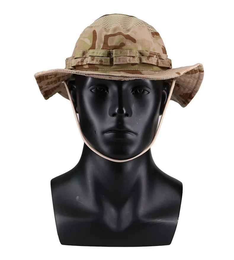 Nouveau 2026 Casquette Bob Camouflage Multicam avec Poche Carrée pour Passionnés de Tactique, Chapeau de Soleil pour Pêche, Randonnée et Activités de Plein Air