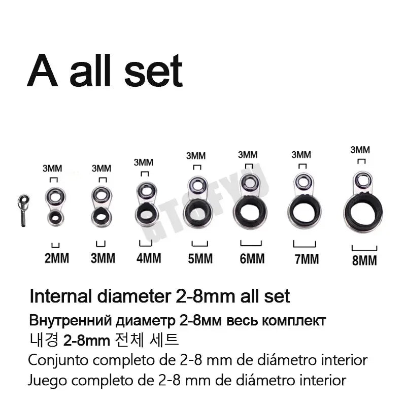 2mm-12mm tout ensemble diamètre roche canne à pêche Guides anneau réparation plusieurs tailles mer canne à pêche Guide anneaux rocky tige fil boucle