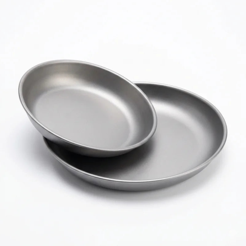 Assiette de camping en titane ultralégère, portable, pour pique-nique en plein air, assiette ronde pour la randonnée, le voyage, la salade, le barbecue