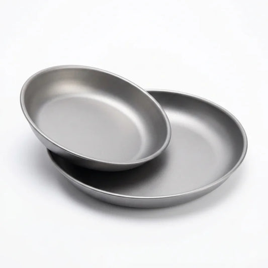 Assiette de camping en titane ultralégère, portable, pour pique-nique en plein air, assiette ronde pour la randonnée, le voyage, la salade, le barbecue