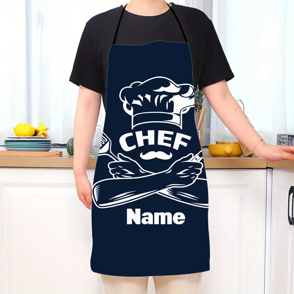Gorro de chef con diseño de nombre personalizado, delantal de cocina para mujeres y hombres, babero unisex, delantal de cocina, horneado de chef