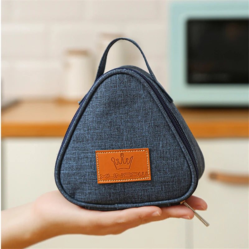 Mini bolsa aislante triangular de aluminio, enfriador térmico, bolsa de almuerzo para estudiantes, bolsa para bolas de arroz, fiambrera, bolsas de transporte para almuerzo Bento
