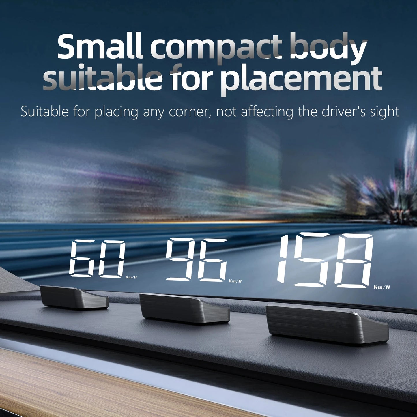 Affichage tête haute HD GPS — compteur de vitesse KM/H, projecteur pare-brise numérique HUD, universel