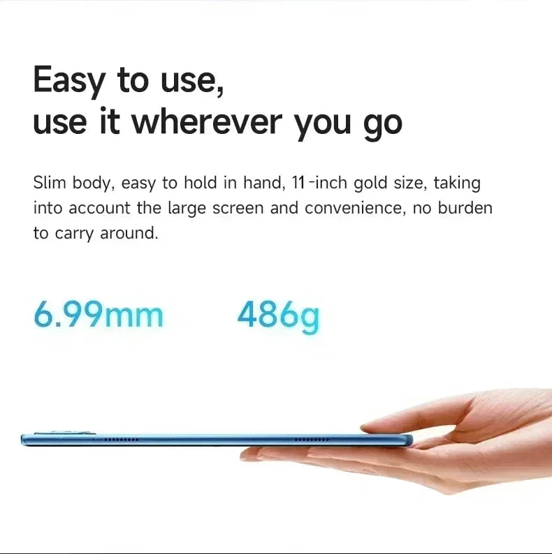 Tablette PC 11 pouces Android 14 — 22 Go RAM, 2 To ROM, double SIM, 5G, WiFi, écran 4K