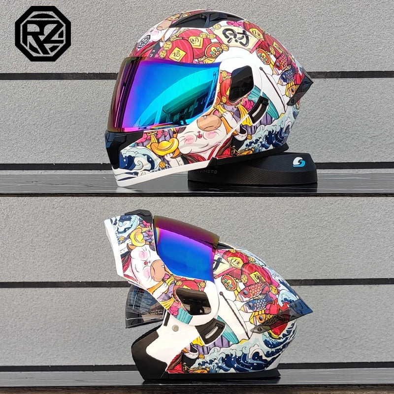 Casque moto intégral double lentille modulaire rabattable — homme, femme, mode, Motocross