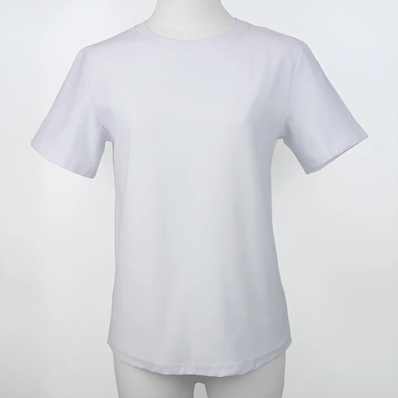 Coton à manches courtes hauts 220 grammes T-shirt lourd Y2k décontracté confortable T-shirt noir et blanc col rond femme vêtements YH2532
