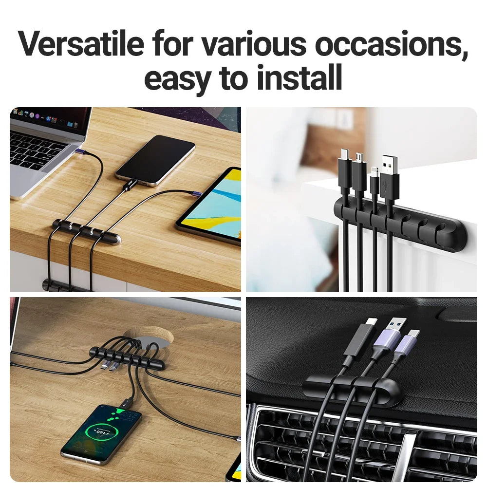 Clips en gros support de câble pour souris, organisateur de fil d'écouteur, organisateur de câble, enrouleur de câble USB en Silicone, gestion de bureau bien rangée