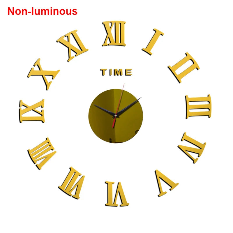 Reloj de pared, reloj de pared luminoso DIY, reloj de cuarzo, pegatinas de espejo acrílico, reloj de pared, decoración de pared, decoración cálida del hogar.