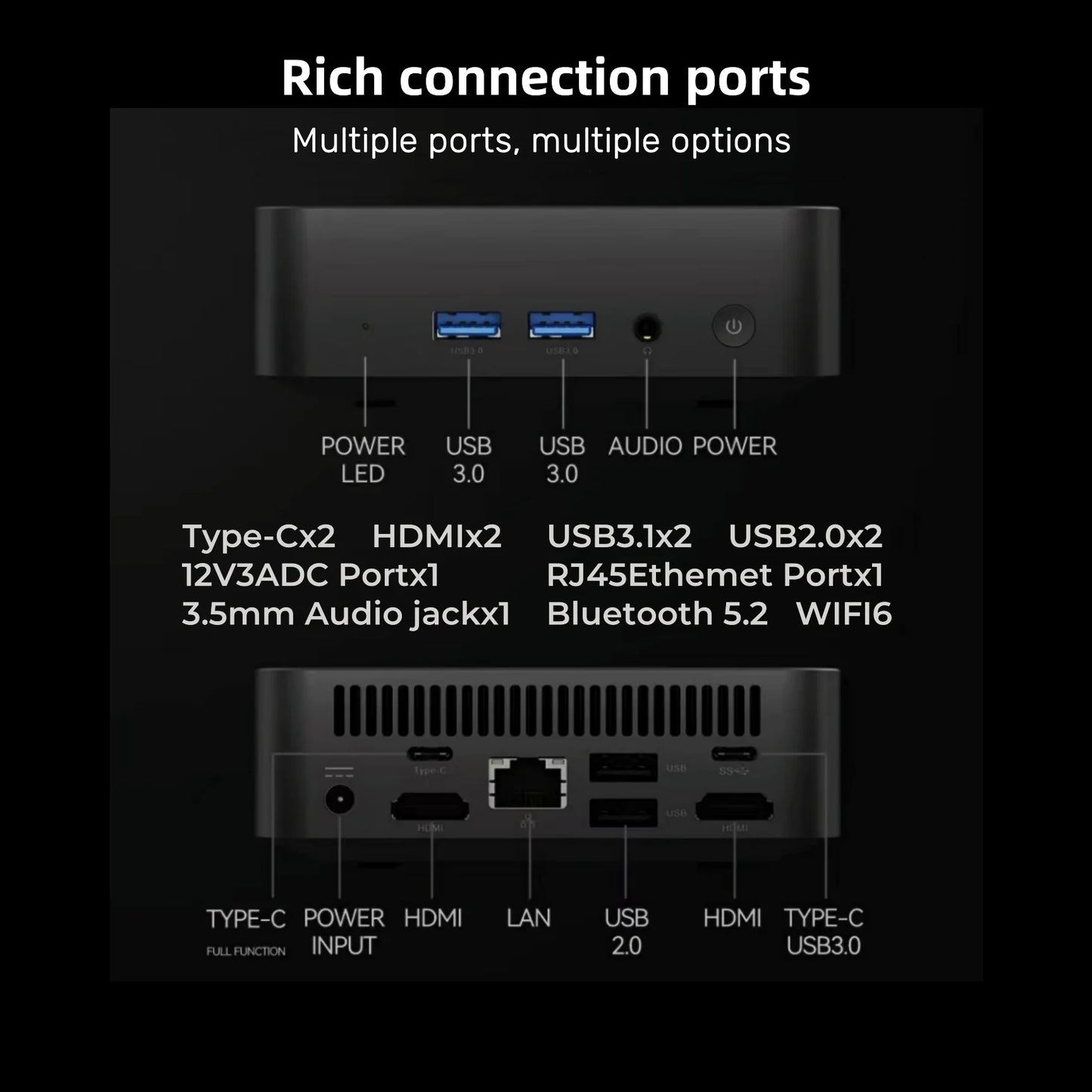 Mini PC Intel Core i9-10980HK / N150 Windows 11 — 16/32 Go RAM, SSD 256Goà 2To, WiFi 6, 4K