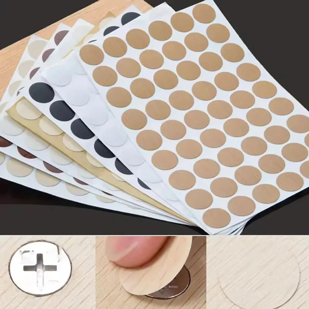 MELArt Self-Adhesive Screw Cap Cover for Wood Furniture, Hole Stickers, Wood Craft, Desk and Cabinet, Sticker Ornament, 54 pieces per set