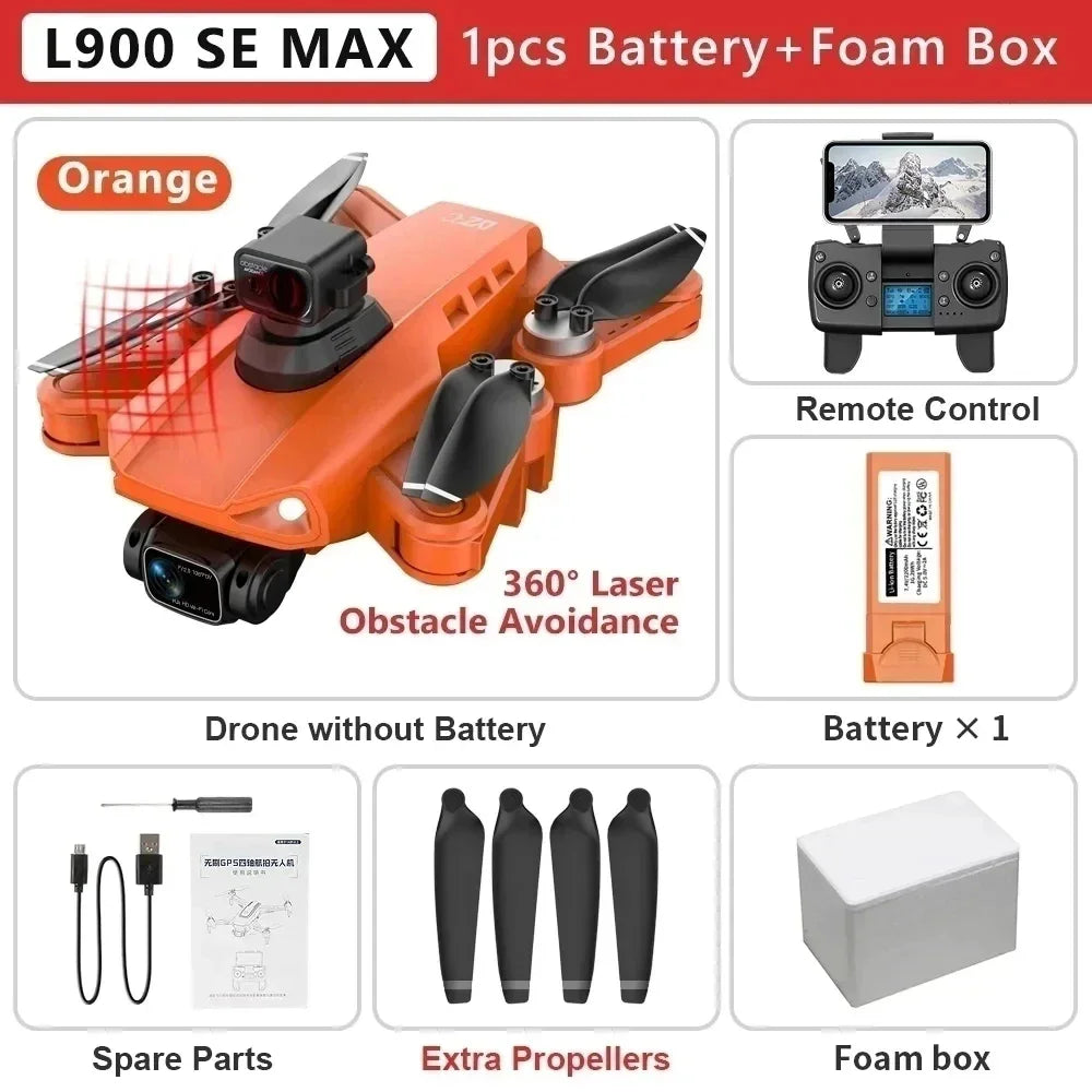 Drone GPS L900 Pro SE MAX 4K, doble cámara HD profesional 5G WIFI 360° Motor sin escobillas para evitar obstáculos Rc FPV Quadcopter Dron