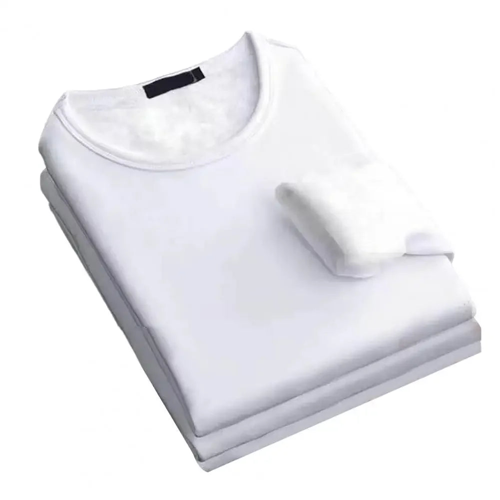 Winter Men's Thickened Velvet Warm Top Long-Sleeved Thermal Underwear Men's Round Neck Fashion T-shirt