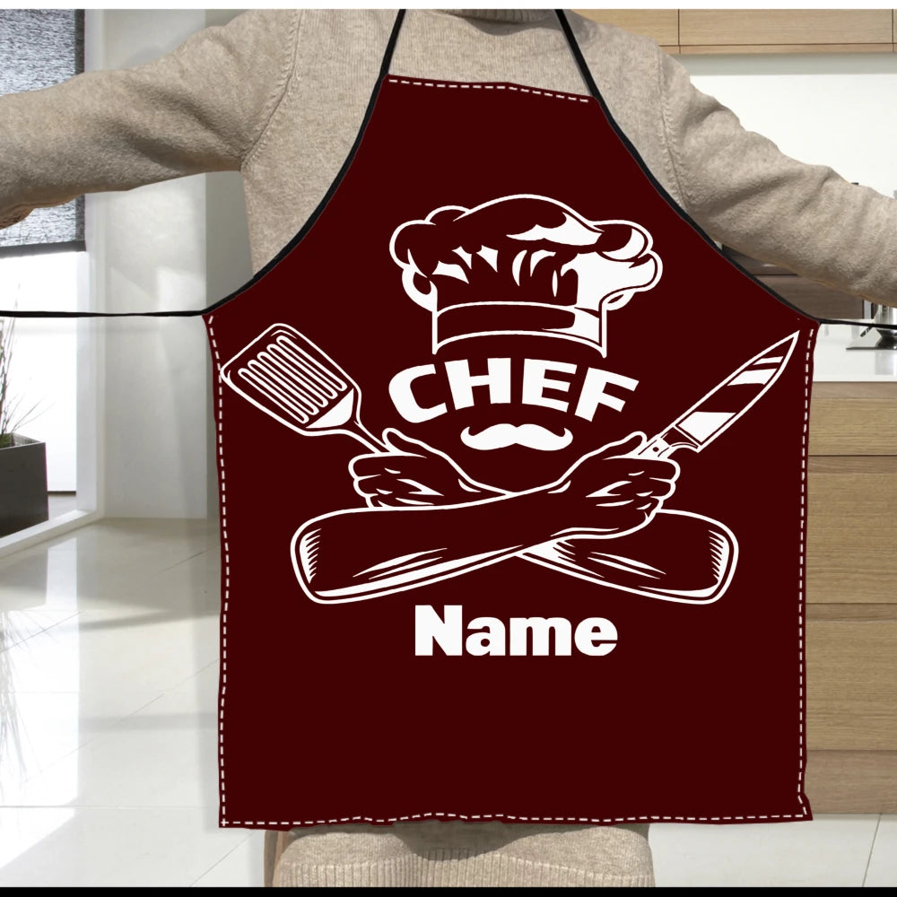 Gorro de chef con diseño de nombre personalizado, delantal de cocina para mujeres y hombres, babero unisex, delantal de cocina, horneado de chef