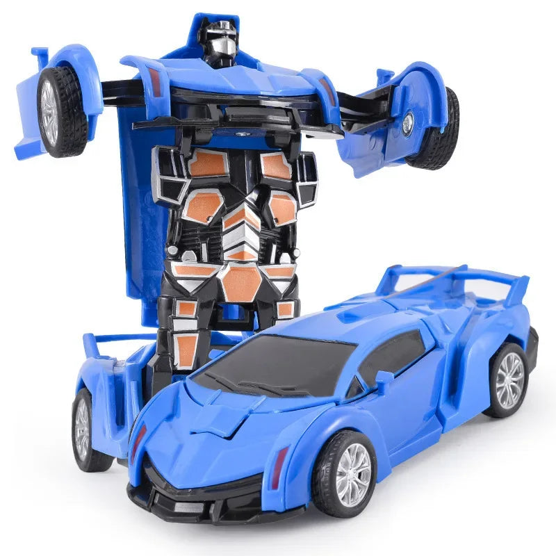 Coche de juguete de cambio de forma de impacto inercial para niños, robot Autobot de cambio de forma con un solo botón, rompecabezas de cambio de forma, colisión