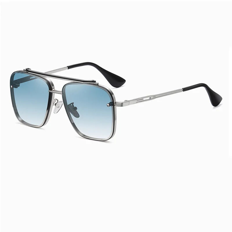 Nuevas gafas de sol degradadas para hombre, moda, metal, montura grande, gafas de sol, marca de lujo, Lunette De Soleil Homme