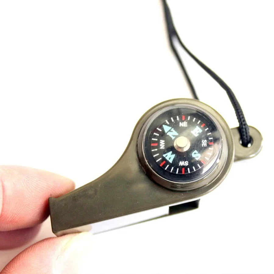 Thermomètre à sifflet boussole trois en un, multifonctionnel, Portable, léger, silencieux, Camping en plein air, randonnée, outil de sauvetage