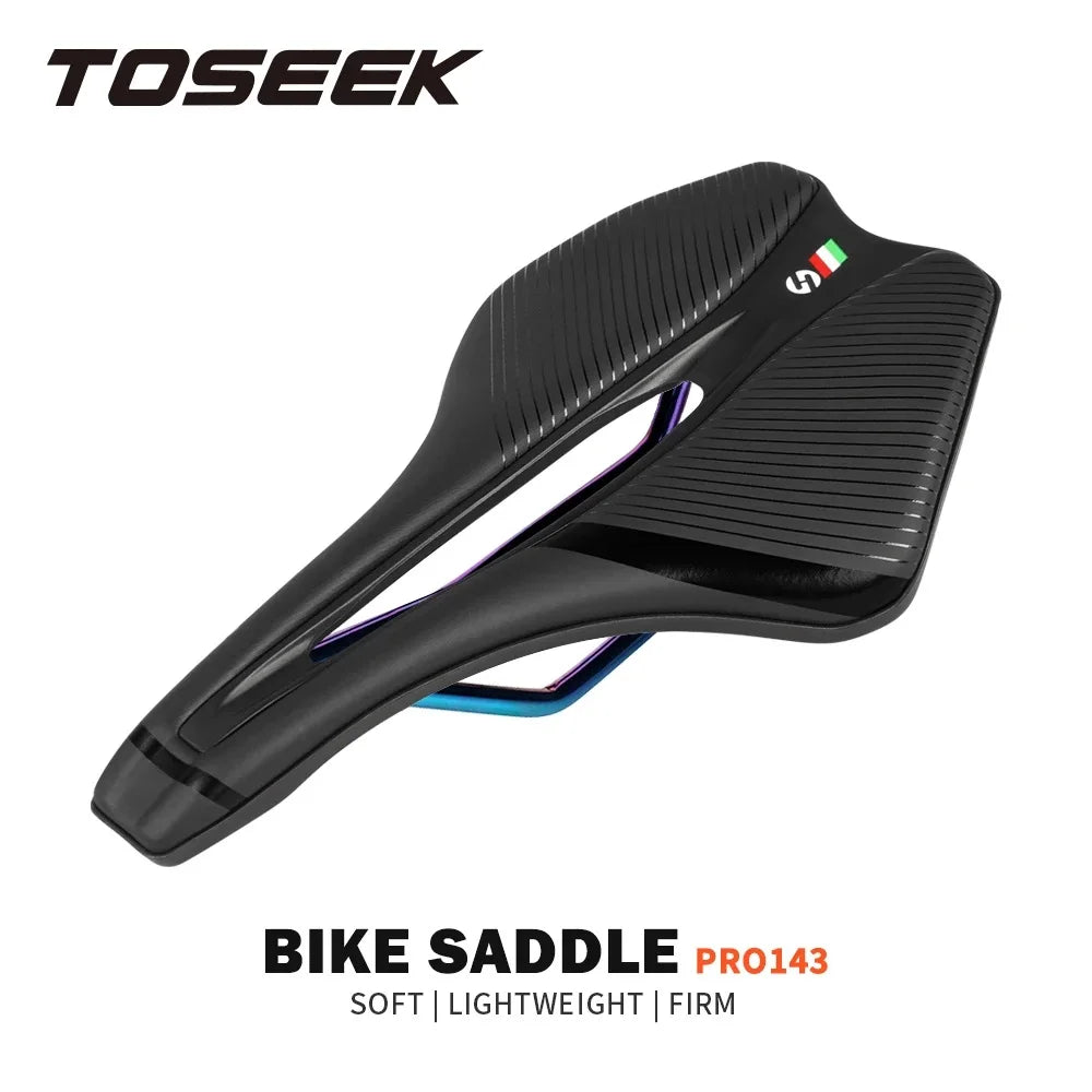 Selle de vélo de route TOSEEK MTB, EVA + cuir en super fibre, design ergonomique, large et confortable, long trajet, ultra-légère, siège creux TT