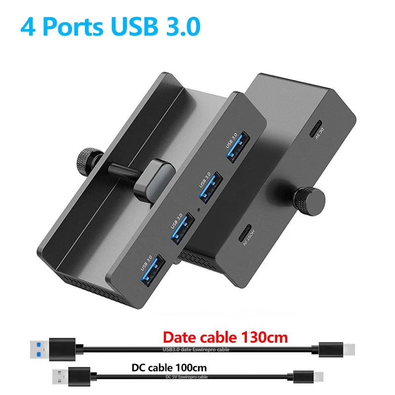 Abrazadera de concentrador USB de 10 Gbps, adaptador divisor USB3.2/3.0/2.0, estación de acoplamiento externa de múltiples clips para iMac Macbook Lenovo, accesorios para computadora de escritorio