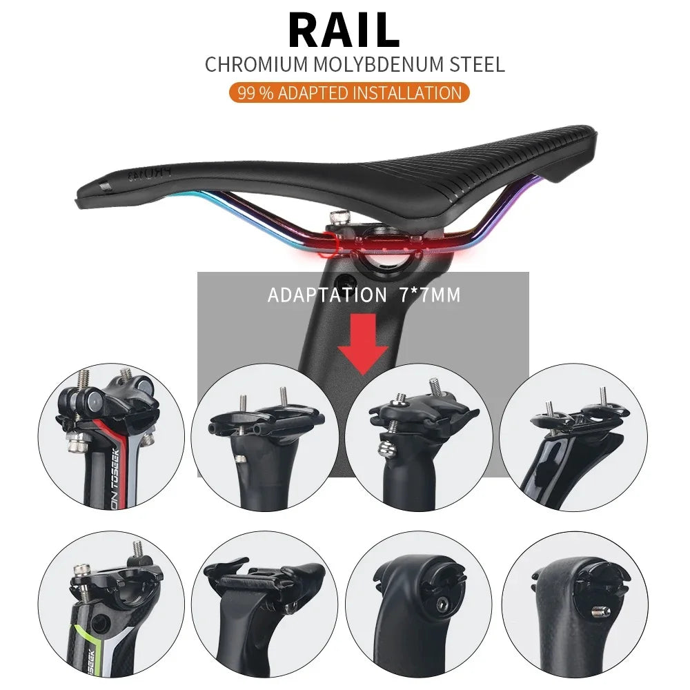 Selle de vélo de route TOSEEK MTB, EVA + cuir en super fibre, design ergonomique, large et confortable, long trajet, ultra-légère, siège creux TT