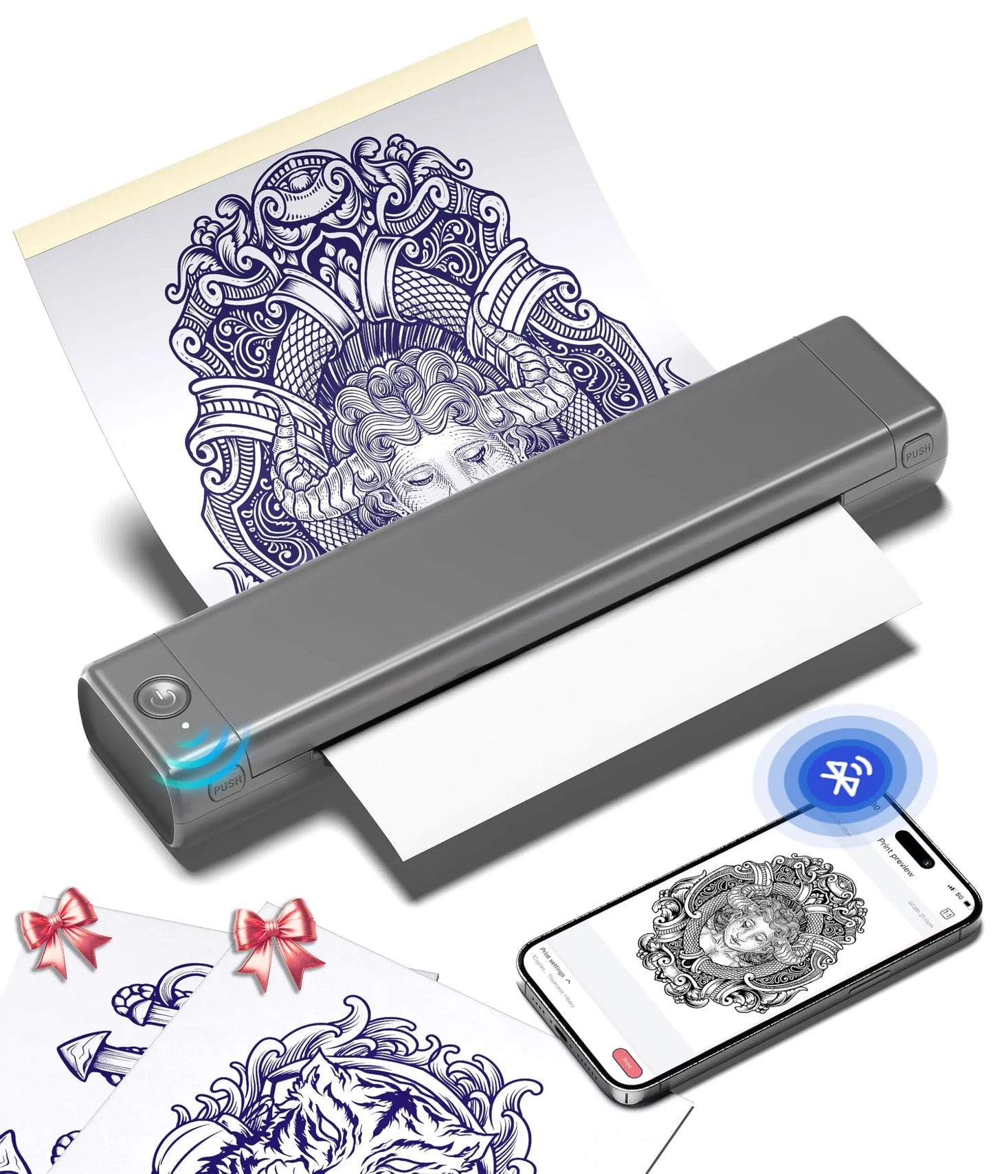 Phomemo – Bluetooth Tattoo Stencil Printer, M08F Wireless Tattoo Transfer Machine with 10 Free Transfer Papers, for Artists and Beginners