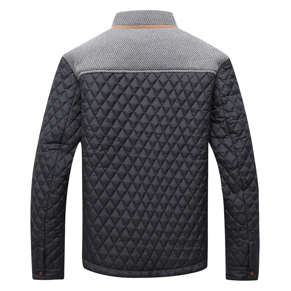 Men's Jackets Casual Bomber Coat Diamond Quilted Puffer Lightweight Casual Button Down High Quality Overshirt US Size